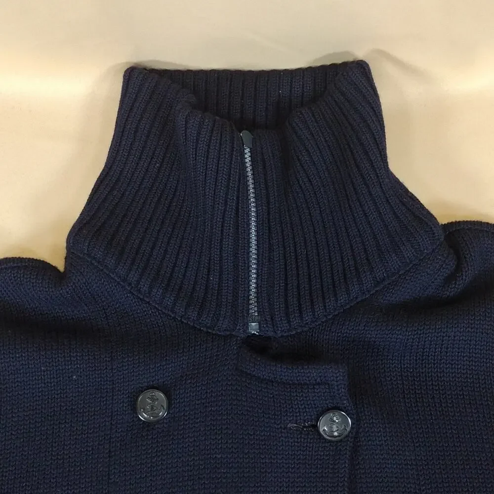 Evan Pull Men’s XL Vintage 90s Wool Knit Jacket Marine Preppy Winter Warm